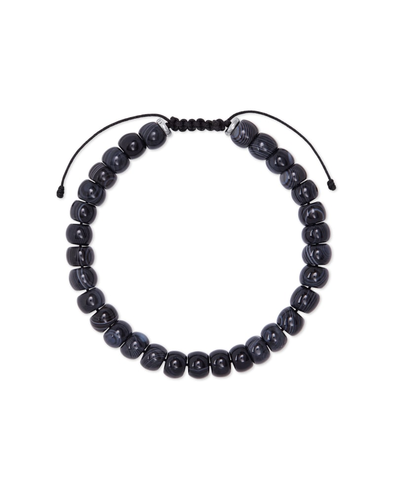 Cade Oxidized Sterling Silver Corded Bracelet in Black Banded Agate image number 3